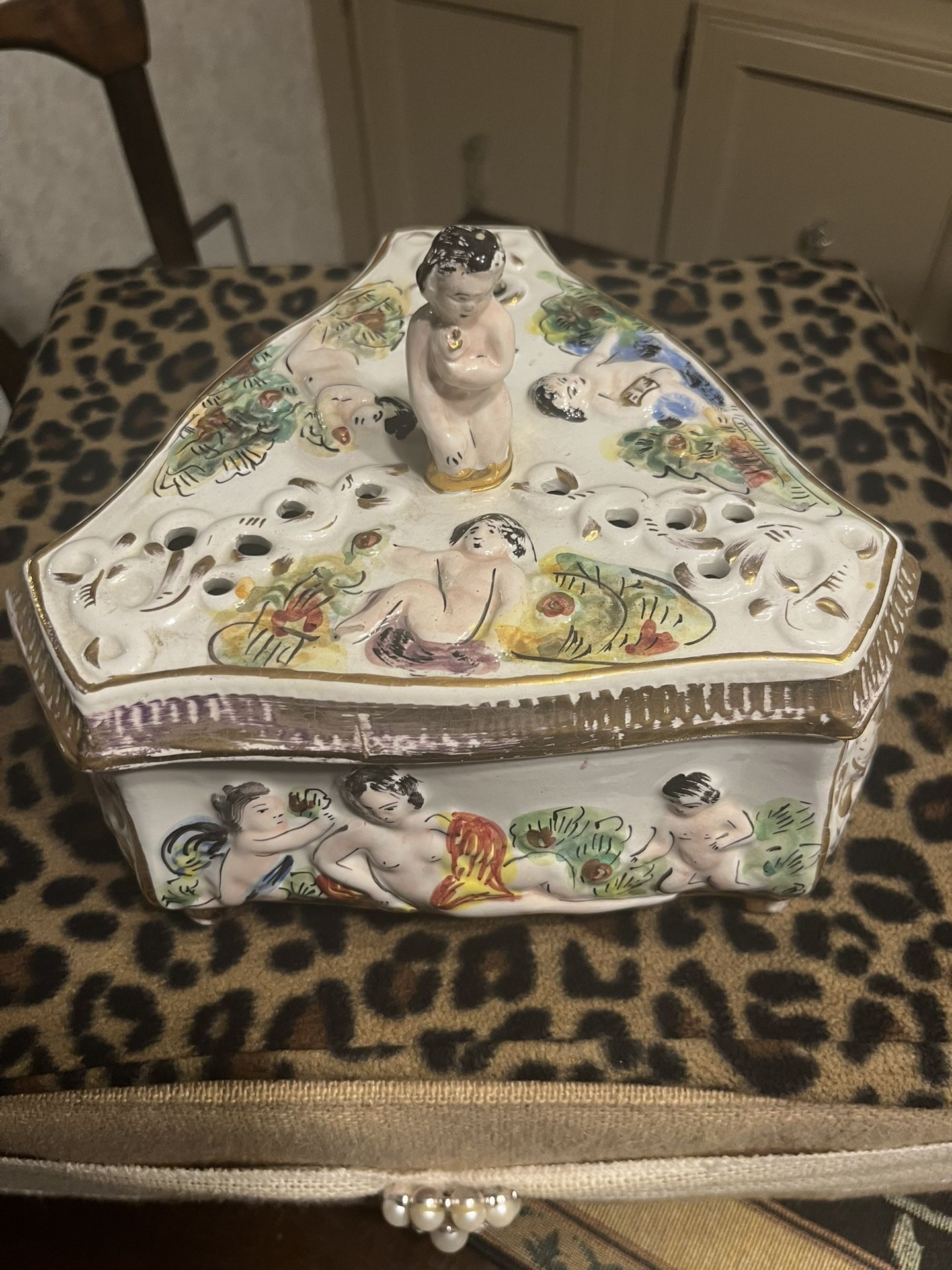 Capodimonte Jewelry Box With Raised Details