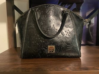 Dooney and Burke Disney Park Icons black embossed satchel