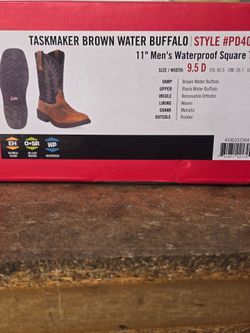 Justin Taskmaker Brown Water Buffalo Western Boots