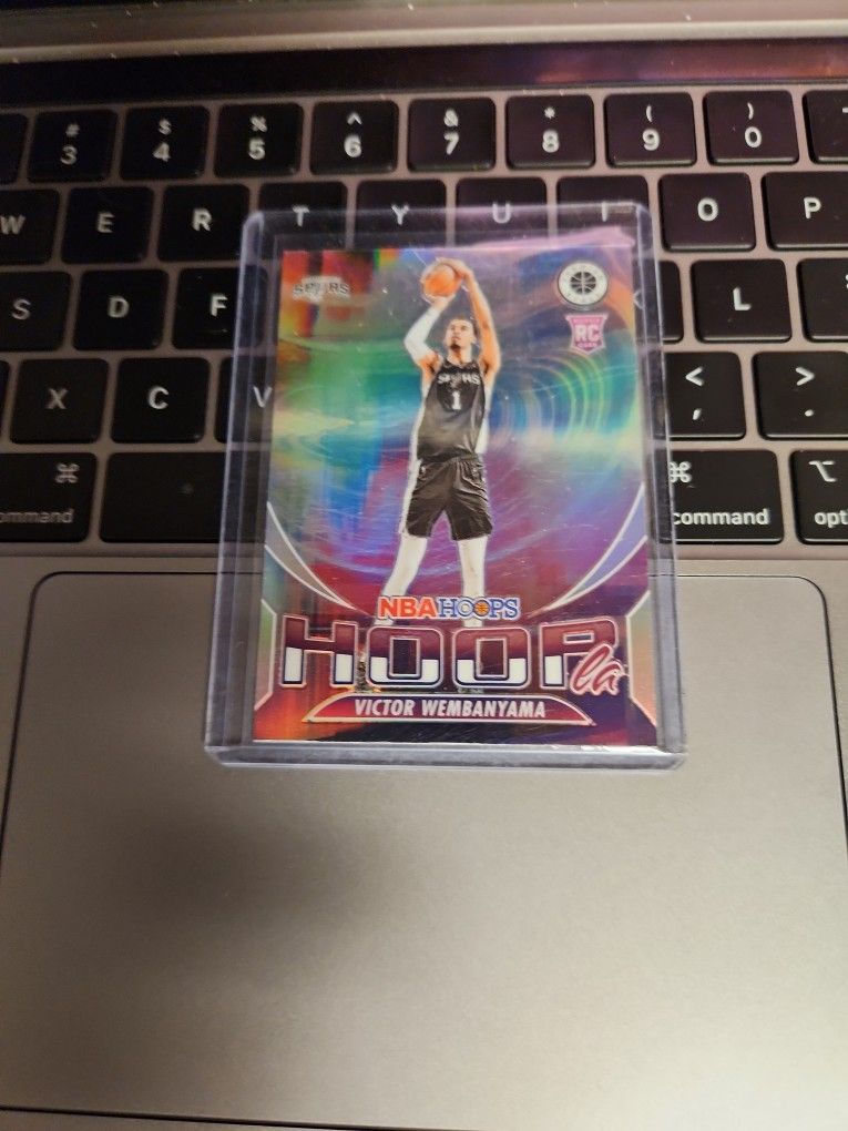 Victor Wembanyama 2023-24 Hoops Premium Stock Hoopla Silver Rookie San Antonio Spurs