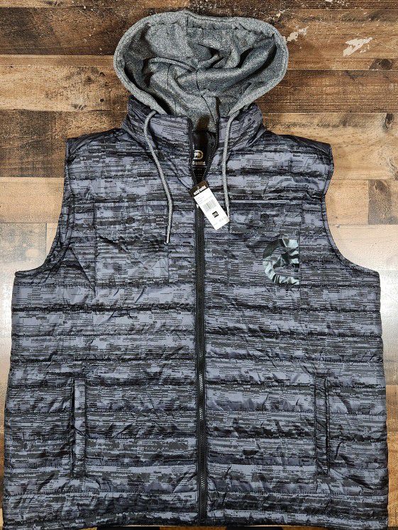 Ecko Unltd Unlimited Jacket 2XL Puffer Vest Men's Black & Gray Hoodie Hooded NWT