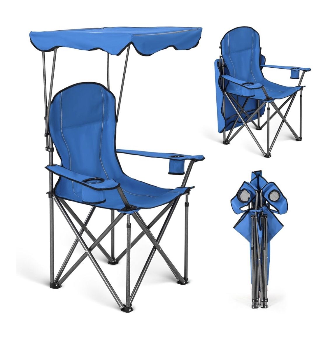 ALPHA CAMP Oversize&comfortable Heavy Duty Canopy Lounge Chair Sunshade Hiking Travel Chair