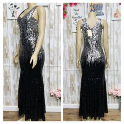 S) Beautiful Women's Sequin Embroidered Ball Gown