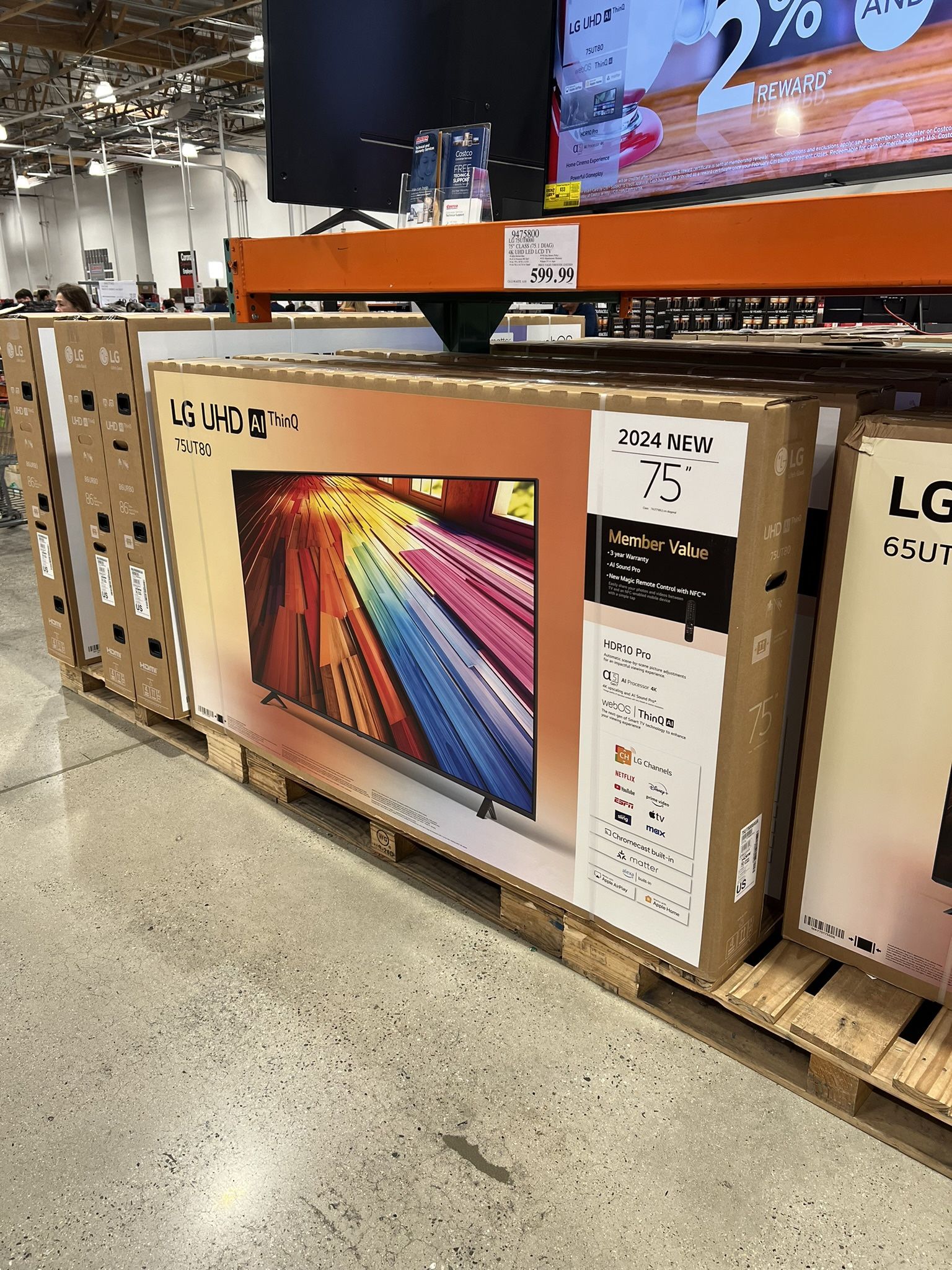 LG 75” UT8000 4K HDR SMART TV