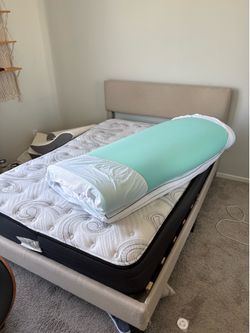 full size mattress + mattress topper + bed frame