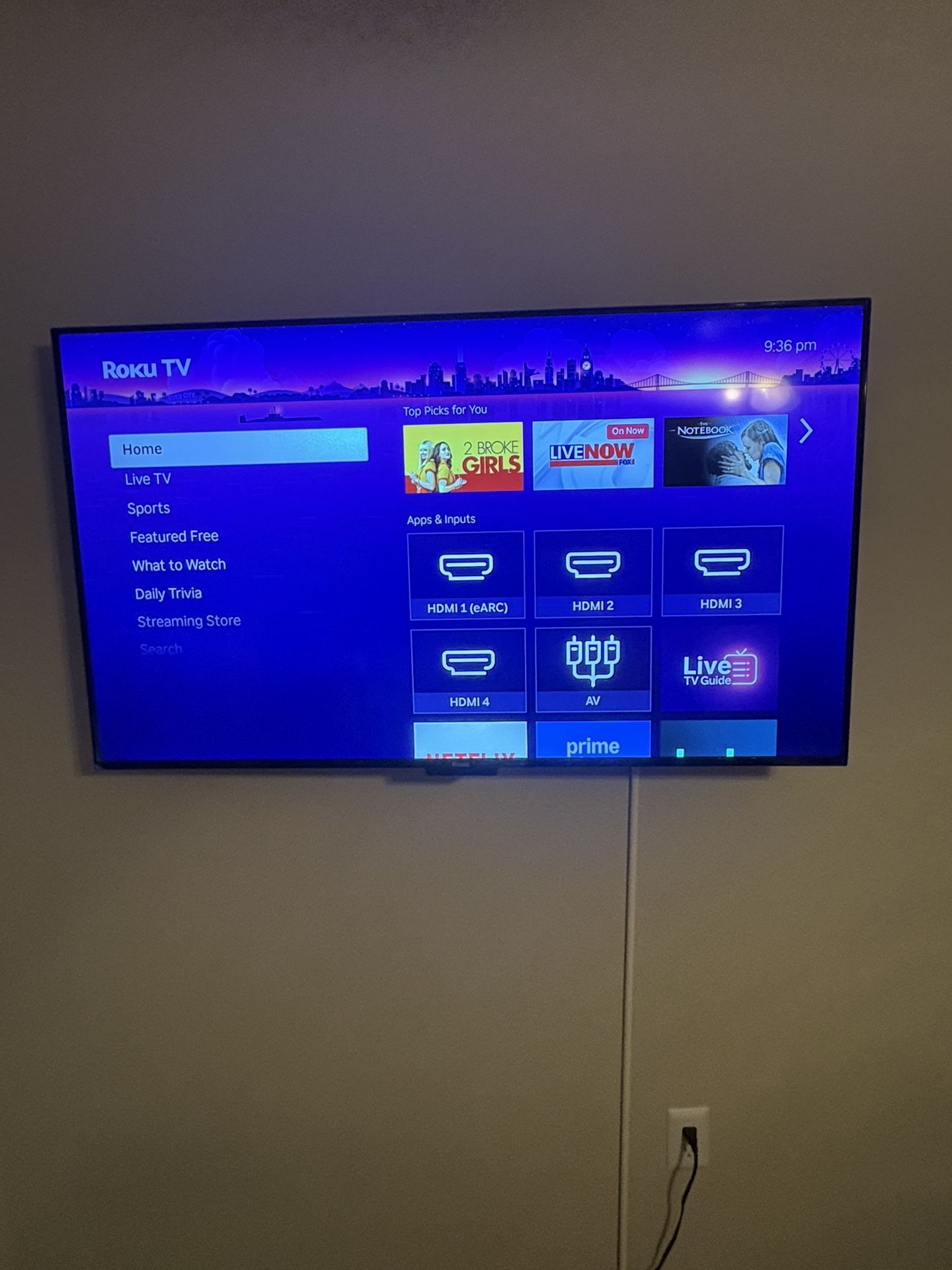 50” Roku HD 4k With Swivel Wall Mount $200!