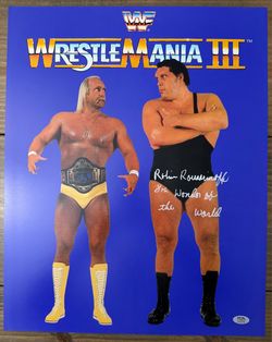 🤼 Robin Christensen-Roussimoff “8th Wonder of the World” PSA Authenticated Autographed WrestleMania III 16x20 Photo 🤼