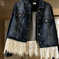 Denim Jacket With Lace