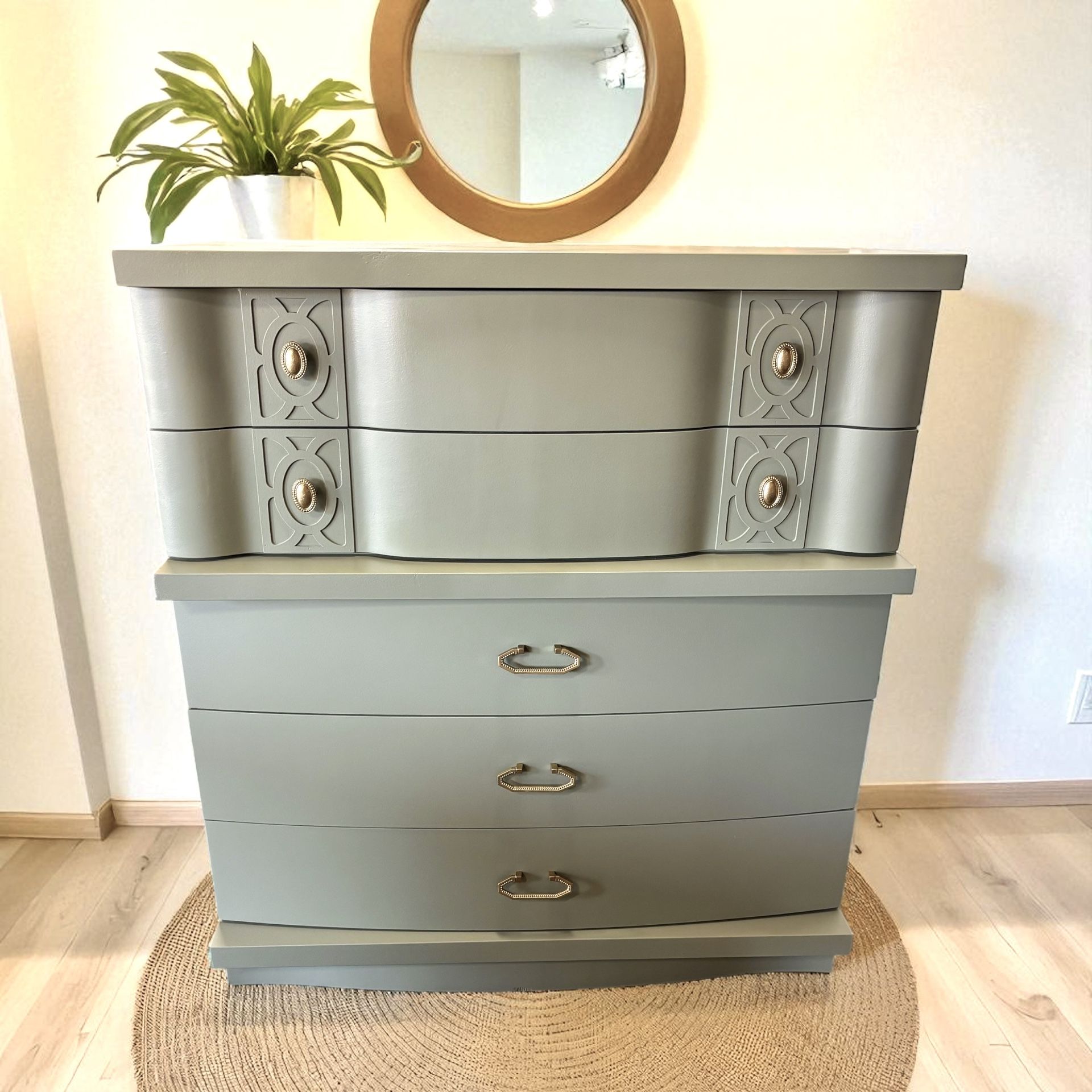Vintage MCM Green Dresser 