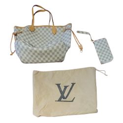 WOMENS LOUIS VUITTON NEVERFULL AZUR BAG 3 PIECE SET 