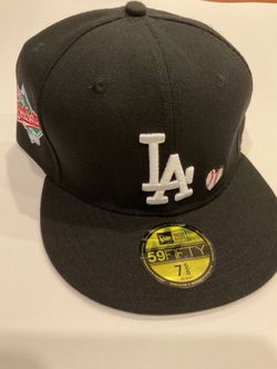New Era Black La Dodgers with patches 59fifty fitted hat 7 5/8 $35