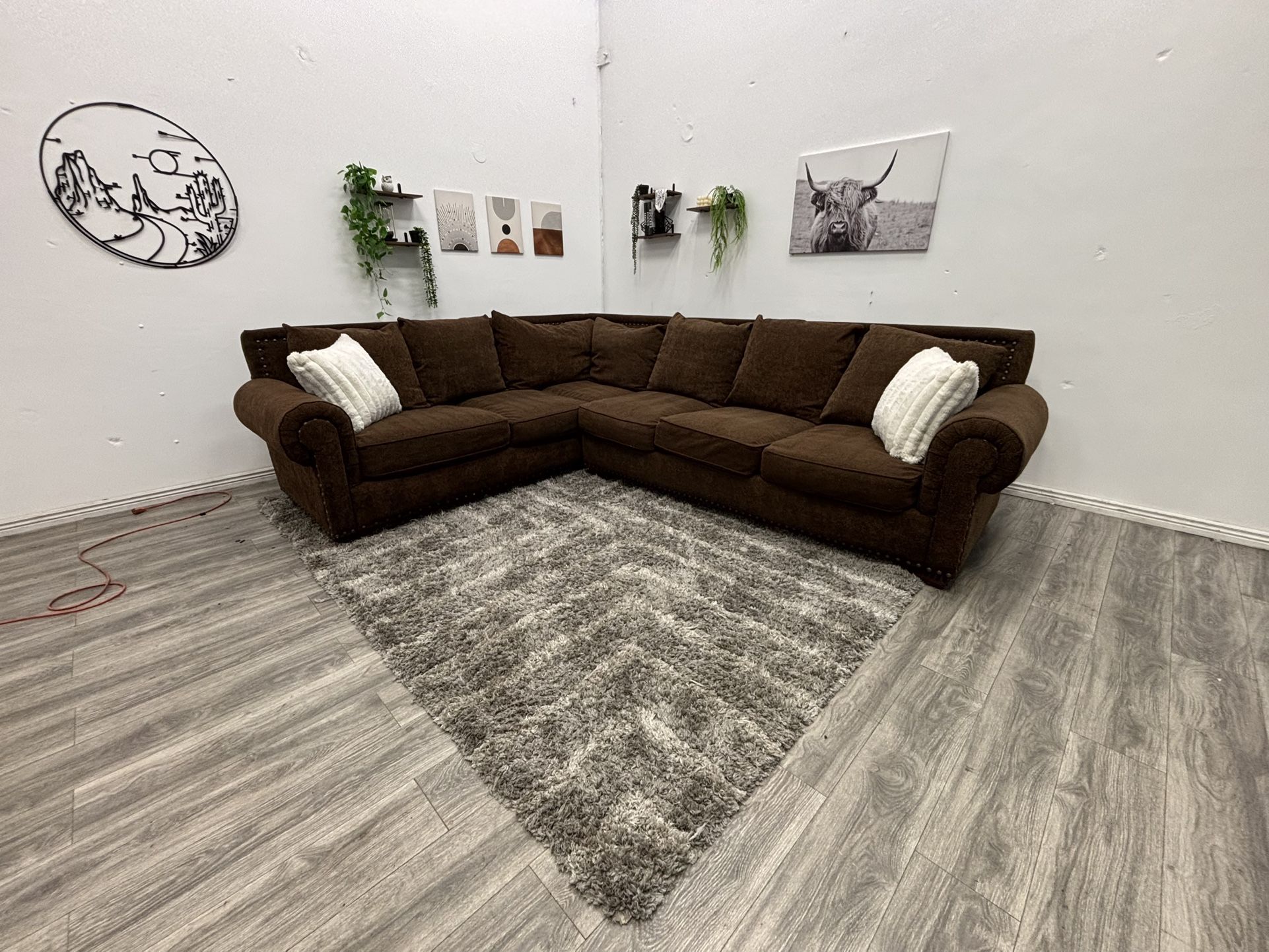 Brown Sectional Couch - Free Delivery 