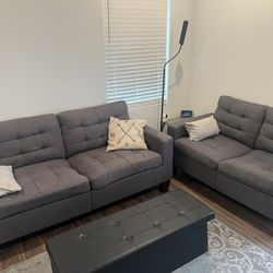 Modern Two Piece Couch Set - Grey