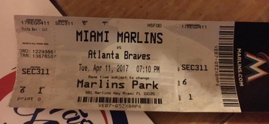 Opening day tickets for the Marlins