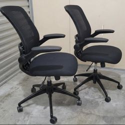 Pair of Mesh Office Chairs - Flip-up Arms - $50 each