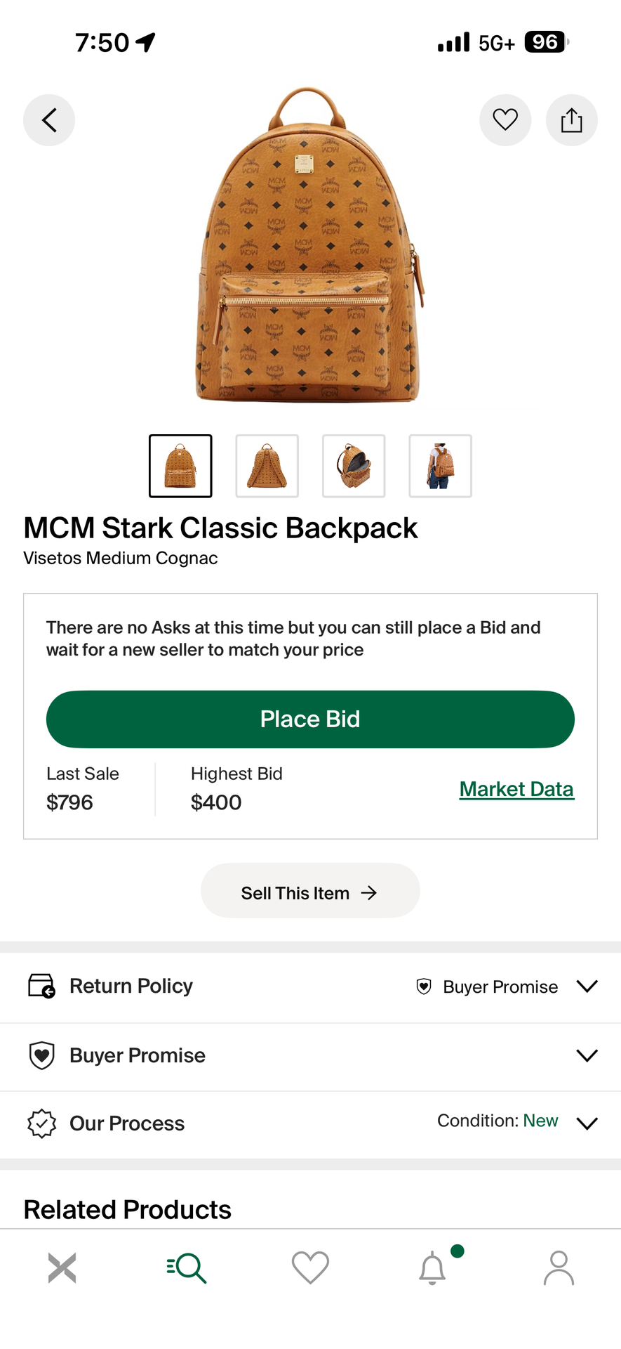 MCM Cognac Medium Backpack Brand NEW
