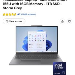 Lenovo - Yoga 7i 2-in-1 16" 2K Touchscreen Laptop - Intel Core Ultra 7 155U with 16GB Memory - 1TB SSD - Storm Grey