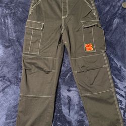 Empyre Loose Fit Embroidered Black Cargo Skate Pants