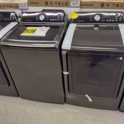SAMSUNG WASHER AND DRYER DARK COLOR SET OPEN BOX 1D