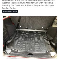Cargo Liner For 2007-2018 Jeep Wrangler