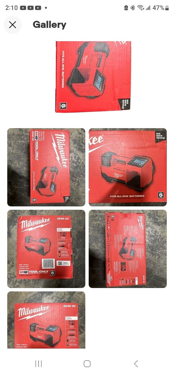 thumbnail image 2 of Milwaukee M18 18V Cordless Tire Inflator 2848-20 - 150 PSI, Portable, Red 2 of 5