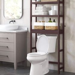 Over The Toilet Storage, 3-Tier Bamboo Over Toilet Bathroom Organizer with Adjustable Shelf, Brown