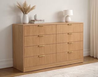 Beautiful Brown Fluted 8 Drawer Dresser