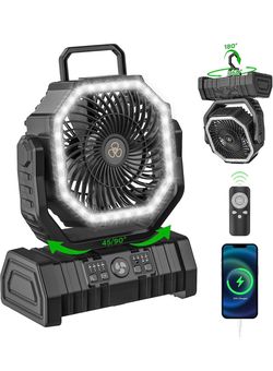Outdoor Fan F6 – personal portable fans rechargeable with LED light & remote control – travel fan hand fan foldable