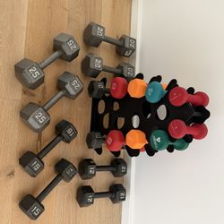 200+ Pounds Of Dumbbells And A Stand 