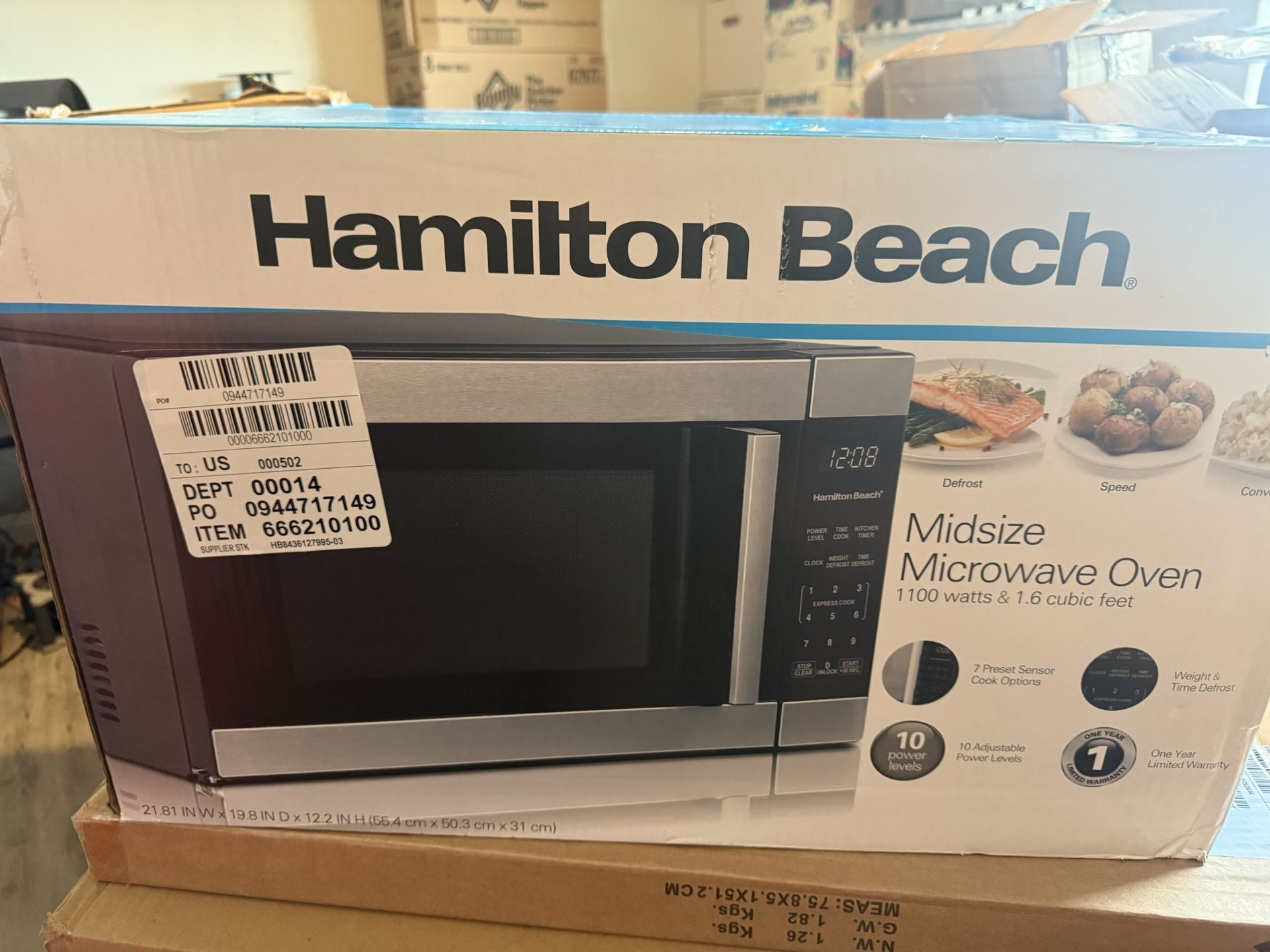HB Microwave 1100 Watts 1.6 Cubic Feet