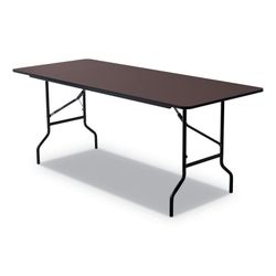 Classic Wood-Laminate Folding Table, Curved Legs, Rectangular, 72" x 30" x 29", Walnut $80