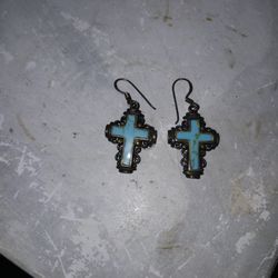 Turquoise Cross Earrings 