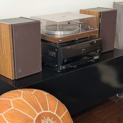 Vintage BIC Turntable + JBL Bookshelf Speakers + Kenwood Receiver Stereo System