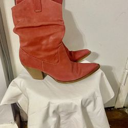 Leather pink cowgirl Boots 