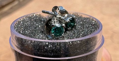 Natural diamond stud earrings w/ sterling silver base