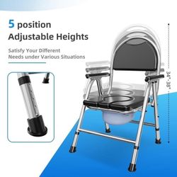 4 in 1 Folding Bedside Commode Chair for Elderly/ New Never Used.