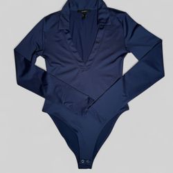 Forever 21 Navy Blue V-neck long sleeve bodysuit size small