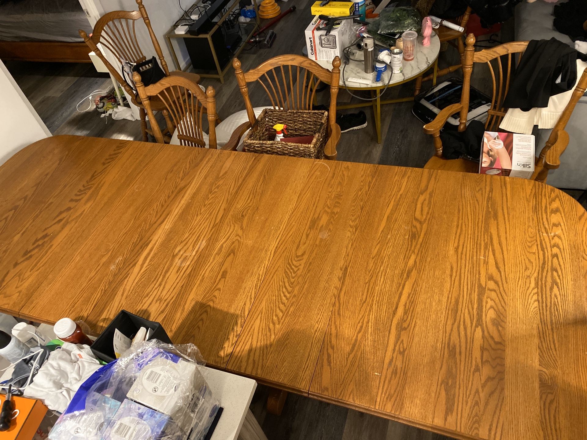 real wood dinning table with 6 chairs! Cheapest price here！Great for Christmas dinning! Way to elevate your dinning room.