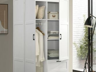 40"W White Wardrobe Cabinet Armoire