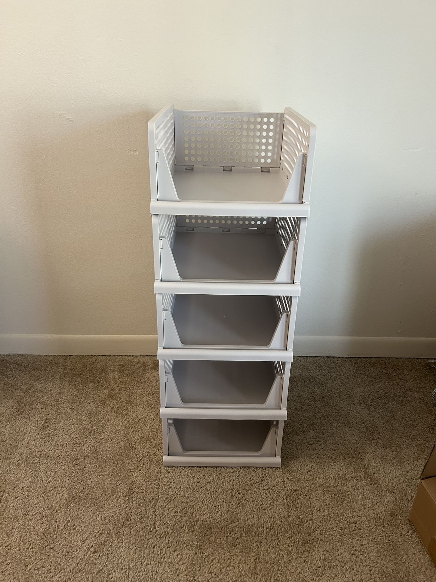 5 Pack Stackable Closet Storage Basket