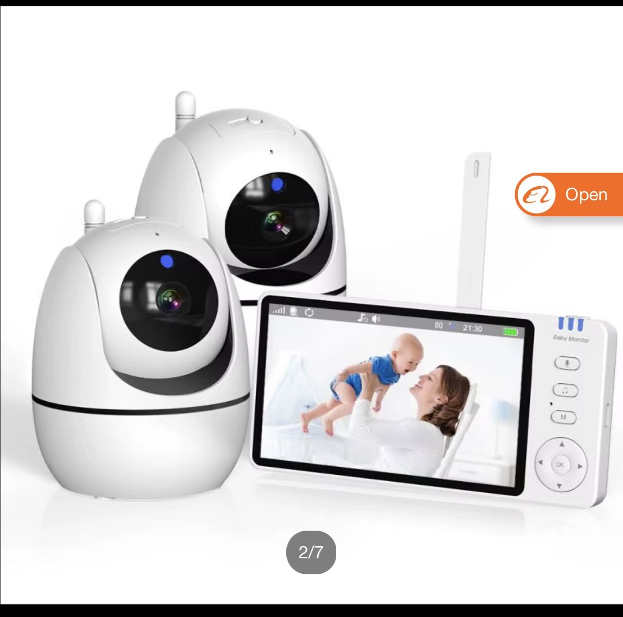 Baby Monitor with 2 Cameras and Audio,5” Large Display Video Baby Monitor