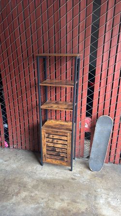 Industrial Wood and Metal Shelving Unit