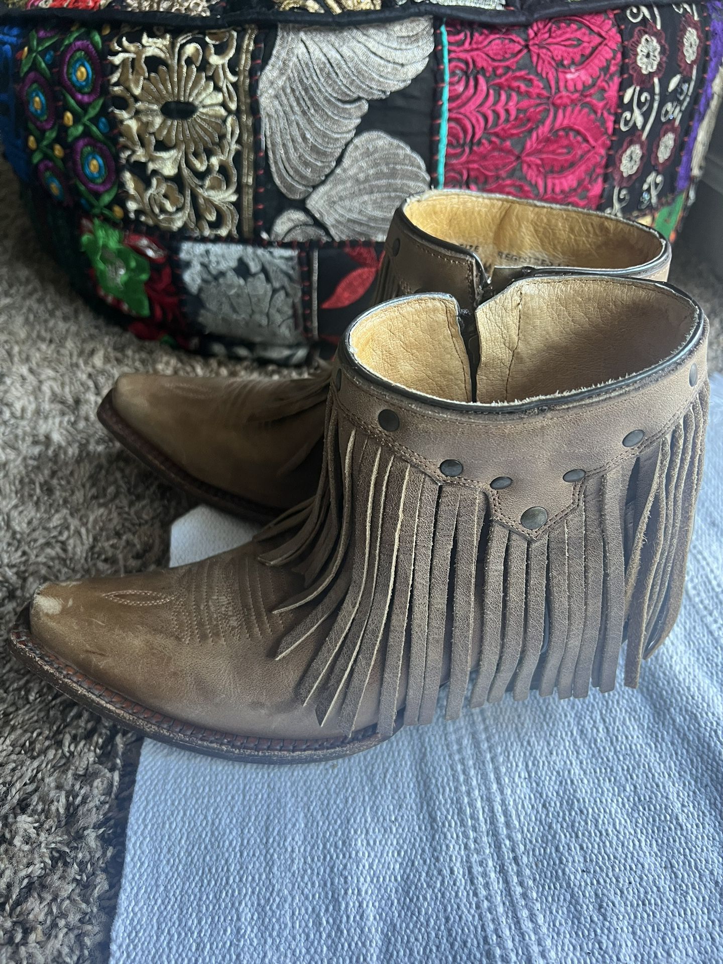 Women’s Light Brown Cowboy Boots Ankle Boot 8.5 