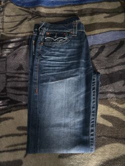 True Religion Jeans Mens 36 Dark Blue Ricky Flap Pockets USA 100% Cotton vntg