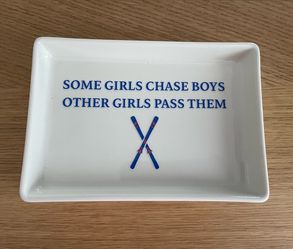 NWT Ceramic Ski Jewelry Dish/Catchall Tray