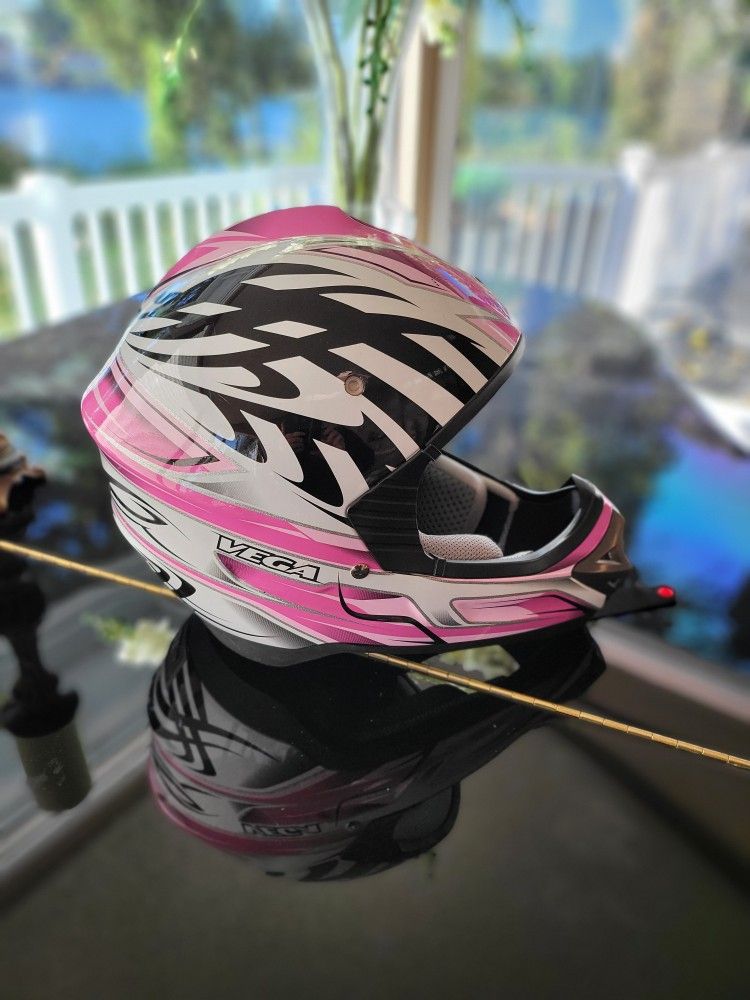 πποΈ Vega Viper Full-Face Motorcycle / Dirt Bike Helmet β Pink / Black / White (Size L) ποΈπ