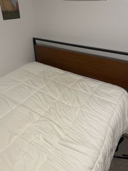 Queen Mattress and Metal Bed Frame with Headboard