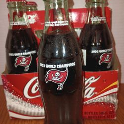Very Collectible 2002 World Champs Tampa Bay Buccaneers  (6)  8 Oz Coca-Cola Classic Bottles