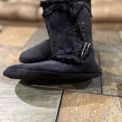 new black suede fur boots
