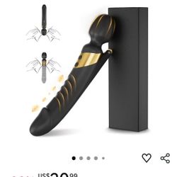 Double-ended vibrating wand, G-spot thrusting vibrator with 8 modes, clitoral stimulator with 8 modes, massage wand 